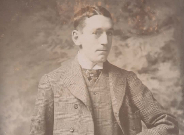 A photograph of a man - the label on the back is a description of the man and addressed to Mrs Hearn at an address I know belonged to my 2x great grandmother